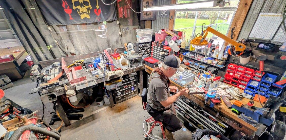 Wide view of the No Quarter Knives workshop